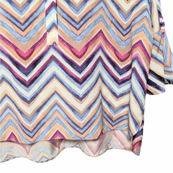 KACHEL 100% Silk Chevron Petal Sleeve Top XL - Picture 4 of 9